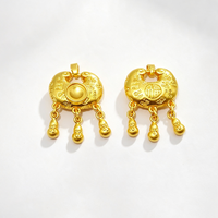 Pendentif de serrure en cuivre antique plaqué avec le caractère Fu chinois traditionnel et un pompon en forme de gourde, breloque polyvalente pour bijoux DIY