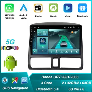 New Head Unit Android Auto Radio 2DIN For Honda CRV 2001-2006 Multimedia Dvd GPS Navigation Stereo 5G-WIFI With Car Player