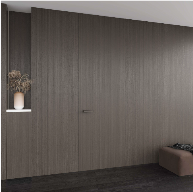 Modern White Minimalist Frameless Wood Door Interior Invisible Design ...