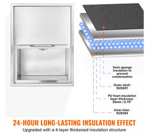 Built In Ice <b>Bin</b> Stainless Steel 201 Sliding Lid Handle Commercial Ice Storage <b>Bin</b> <b>Large</b> Capacity Easy to Clean Rust Resistant - Product Image 4