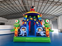 Château gonflable à double toboggan sur le thème de l'astronaute spatial, combo de jeu gonflable fusée de dessin animé pour parc d'attractions et carnaval pour enfants