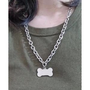 Collar de Acero Inoxidable Qin Shi con Colgante de Hueso de Perro, Cadena Pulida, Joyería de Moda - Product Image 1