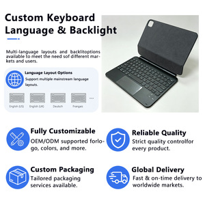 โลโก้แบบกำหนดเองสำหรับเคสคีย์บอร์ด Magic Keyboard พร้อมฝาปิดอัจฉริยะแบบมีไฟแบ็คไลท์ แทร็คแพด รูปแบบปุ่มกด Azerty สำหรับ iPad รุ่น 11 นิ้ว - Product Image 5