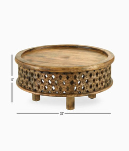 Table basse ronde en bois massif, traditionnelle et moderne, portable, pour salon, hôtel, appartement, meubles - Product Image 3
