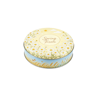 Boîte à biscuits en métal vide de 168x50mm, bicolore bleu-jaune, de qualité alimentaire, avec logo personnalisé, pour emballage cadeau de boulangerie