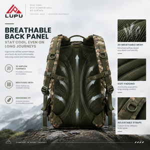 Mochila Táctica LUPU, Camuflaje, Sistema MOLLE, Gran Capacidad, Mochila de Exterior Unisex, Resistente al Agua, Duradera - Product Image 2