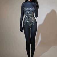 Costume de cosplay d'Halloween pour femme, style doux, combinaison à paillettes dorées avec mitaines, pour spectacle de scène de chanteuse, automne Europe Amérique