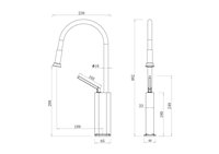 Robinet de cuisine rotatif monotrou tout en cuivre avec eau chaude/froide pour le lavage des légumes et des vaisselles, évier B36