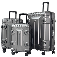 Ensemble de trois pièces de bagages de voyage gris de style extraterrestre mécanique Valise à roulettes de haute qualité Ensemble de valises ABS à fermeture éclair personnalisées