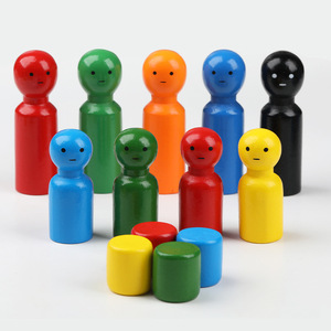 Figurines en bois colorées, ensemble de 32 pièces pour enfants, jouets à dessiner, âge 3 à 6 ans, design rond unisexe, matériau en bois poli - Product Image 1