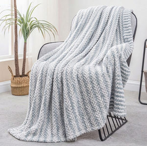 Custom Luxurious Reversible Double Layer Plush Jacquard Sherpa Throw Blanket Thick Warm Winter Blanket For Home