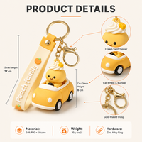 Porte-clés de voiture mignon en forme de fruit avec texte personnalisé sur sangle et anneau doré pour la décoration de sacs à dos et de sacs à main, vente en gros