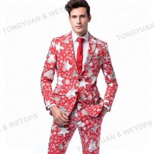 Design drôle Nouveaux costumes modernes de <span class=keywords><strong>Noël</strong></span> personnalisés pour hommes pour 3 pièces Slim Fit - Product Image 3