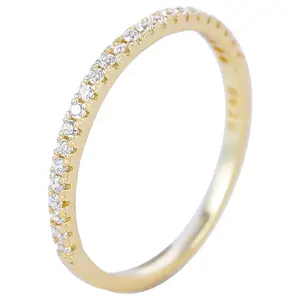 Minimalist Fashion Jewelry 925 Sterling Silver Ring Semi-circle Half Circle Of Diamond Zircon Gold Plated Thin Rings Women