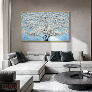 <span class=keywords><strong>Contemporain</strong></span> Moderne Floral Abstrait Toile Art Peint À La Main Texturé Fleur Blanche <span class=keywords><strong>Peinture</strong></span> À L'huile - Product Image 4