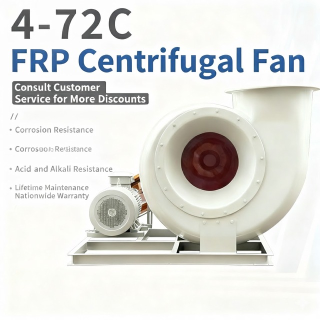 F4-72C-6C Fiberglass Anti-Corrosion Explosion-Proof Acid Alkali Resistant Industrial High-Pressure Dust Removal Centrifugal Fan