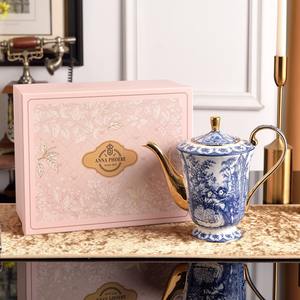 Ensemble de théière et de cafetière en porcelaine fine de haute qualité, style royal anglais, avec des fleurs en relief, résistant à la chaleur, pour cadeau - Product Image 4