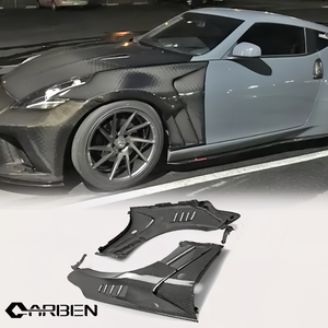 Ailes en fibre de carbone sergé 3K personnalisées avec texture forgée et effet football, compatibles avec le kit carrosserie et la modification Nissan 370Z Z34 - Product Image 1