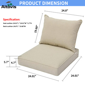 أريكة خارجية مربعة من قماش البوليستر فائقة الجودة طقم وسادة مقعد عميقة متينة مقاومة للماء مع وسادة مسند للظهر - Product Image 4