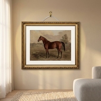 Décoration Murale Cheval Encadré Or Vintage, Cadre Métallique, Tableau Classique, Impressions sur Toile, Style Rustique Ferme Antique pour la Maison