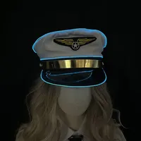 Nuevo Gorro Luminoso LED para Hombre y Mujer, Gorra de Piloto Brillante, Uniforme de Cosplay, Gorra con Luz para Espectáculos de Danza y Accesorios de Bar