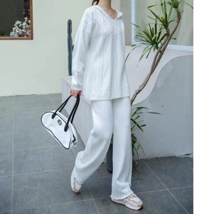 Maglione invernale lavorato a maglia e pantaloni Set due pezzi, <span class=keywords><strong>abbigliamento</strong></span> <span class=keywords><strong>sportivo</strong></span> da donna <span class=keywords><strong>elegante</strong></span>, Casual, ampio, snellente e Versatile - Product Image 4