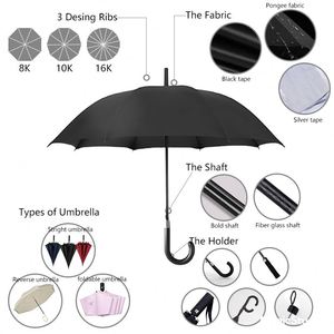 Paraguas de Golf Promocional 2 en 1 para Sol y Lluvia con Logotipo Personalizado, Mango con Gancho, Regalos Empresariales, Resistente al Viento e Impermeable para Exteriores - Product Image 6