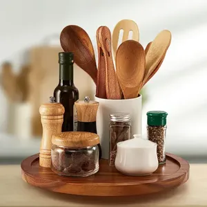 Bandeja giratoria de madera para cocina, organizador de Acacia <span class=keywords><strong>Lazy</strong></span> <span class=keywords><strong>Susan</strong></span> para encimera - Product Image 5