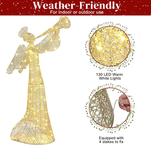 Décoration de jardin de Noël en forme d'<span class=keywords><strong>ange</strong></span> imperméable de 4 pieds, 130 lumières LED blanc chaud, extérieur, indice de protection IP44 - Product Image 5