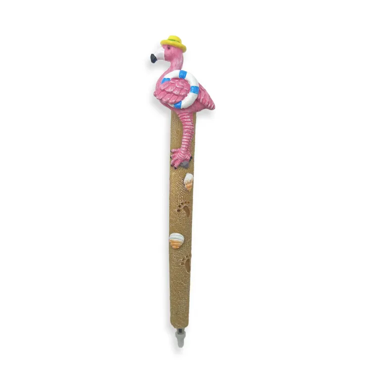 Caneta de animal para presente de lembrança personalizada caneta flamingo artesanal em poliresina