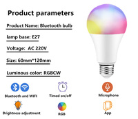 Ampoule LED intelligente WiFi RGB à intensité variable 9W E26 E27 B22, contrôle par application, blanc chaud multicolore, fonctionne avec Alexa Google Home