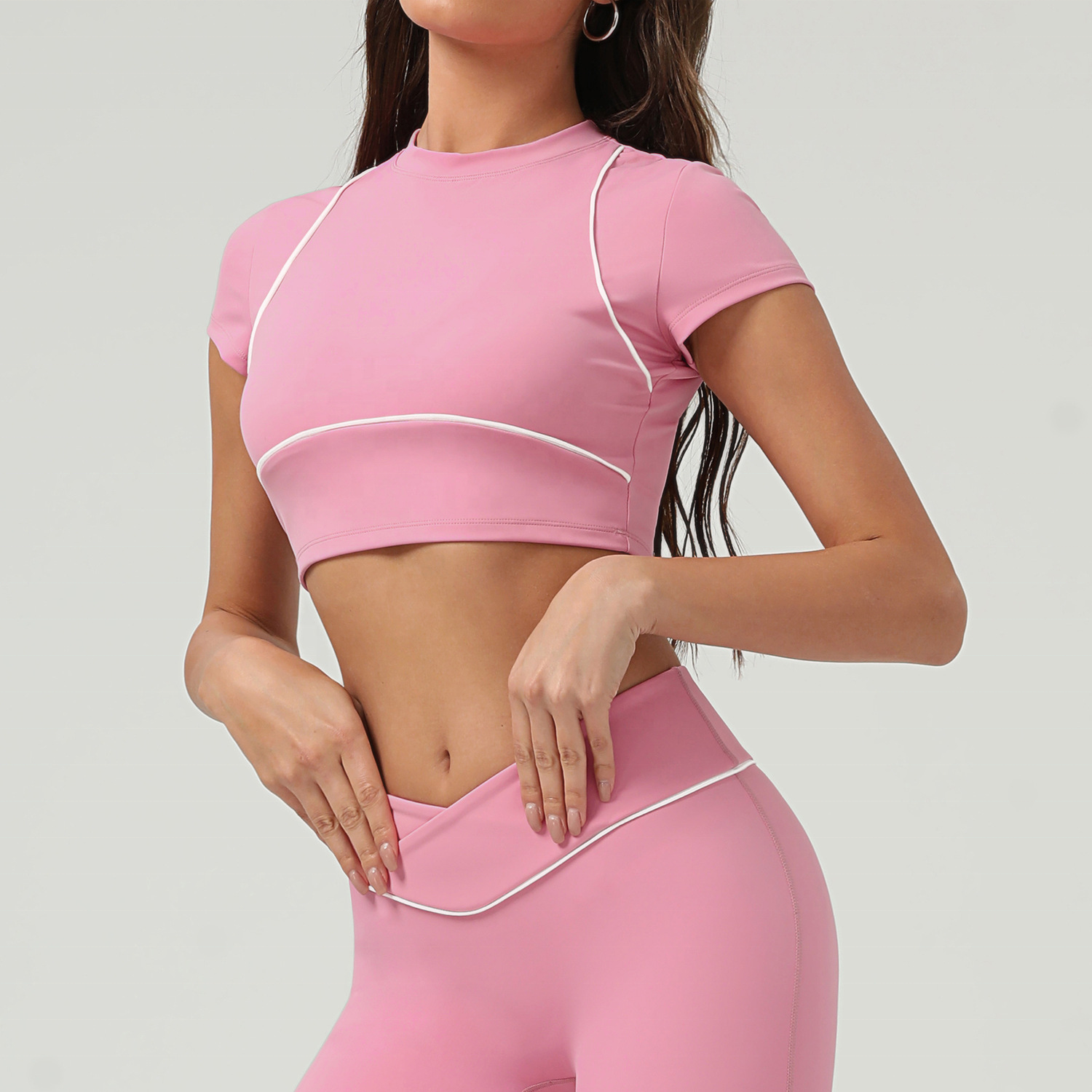 Wholesale Breathable Spandex/nylon Sports Top Short Sleeve Running&Yoga Top Vest