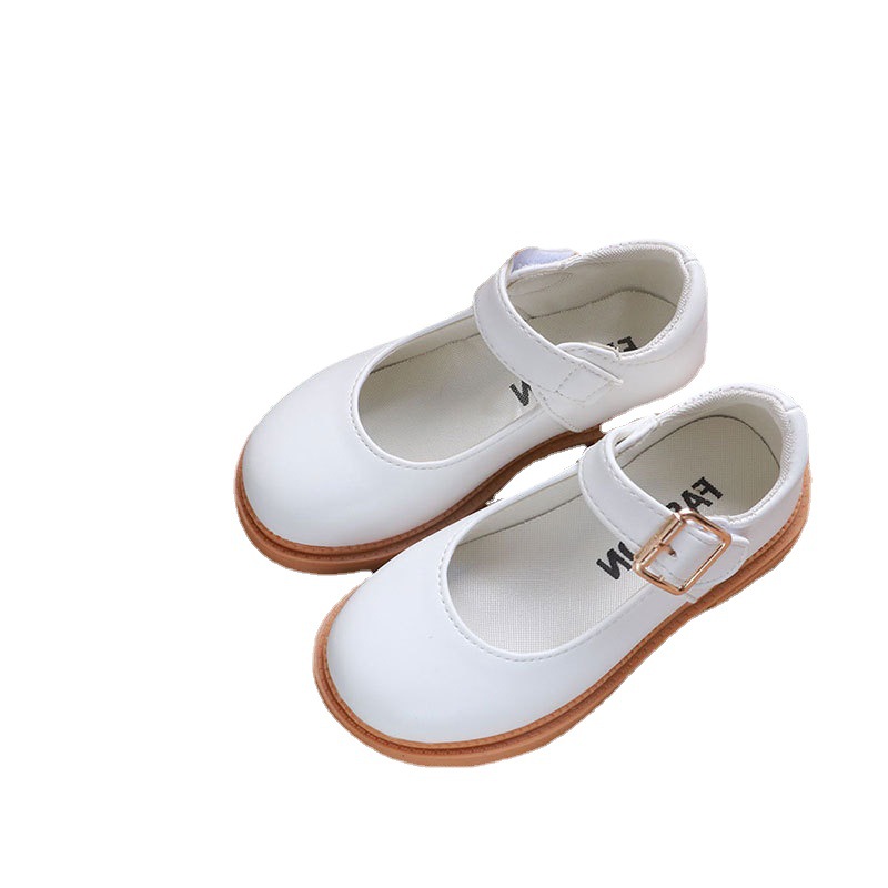 British style children's shoes 2021 autumn baby round head soft sole small leather shoes simple girls' new single shoes