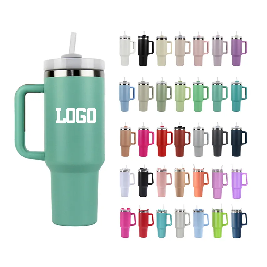 Wholesale Customized 40oz Adventure Quencher Tumbler Cups Double Walled Stainless Steel Insulated 40oz Travel Mug with Handle