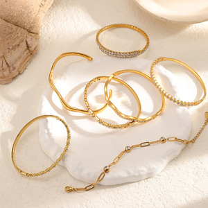 <span class=keywords><strong>Bracelet</strong></span> en diamant plaqué or sous vide, plaqué or 18 carats, acier inoxydable, titane, sans ternissement, bracelets en diamant - Product Image 3