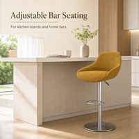 Tabouret de bar pivotant en tissu rembourré, hauteur réglable, base chromée à vérin à gaz, chaise de comptoir moderne rotative pour bureau et salon