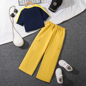 Conjunto de Ropa de Verano para Niñas, Camiseta de Manga Corta con Estampado de Letras y Pantalones Holgados, Apto para el Día y la Noche - Product Image 3