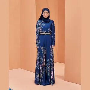SIPO Eid New Design Puff Shoulder Chiffon Blouse Skirt Set Custom Pattern Malaysia Tudung Girl Flower Embroidery Baju Kurung