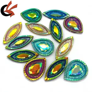 Carnival dress decoration Shinning colors AB glue on large size resin loose rhinestone gems