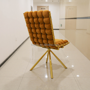 Silla de comedor de oro Matel moderna de lujo ligero, mesa y silla de cuero de terciopelo con respaldo simple, silla de comedor para casa - Product Image 5