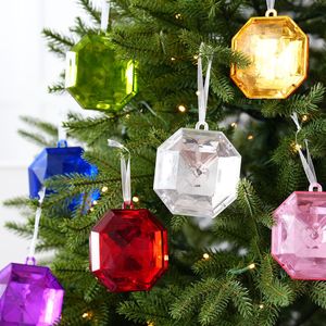 Decorazioni Natalizie a Forma di Diamante di Alta Qualità, Palline in Plastica Stampate UV, Impermeabili, Riutilizzabili e Personalizzabili per Albero - Product Image 1