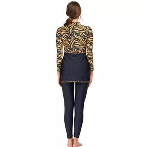 Maillots de <span class=keywords><strong>bain</strong></span> musulmans pour femmes, modestes, patchwork, manches longues, maillot de <span class=keywords><strong>bain</strong></span> sport 3 pièces, burkinis islamiques, vêtements de <span class=keywords><strong>bain</strong></span> - Product Image 4
