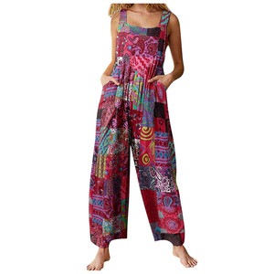 Tuta Intera da Donna Primavera 2026, Stile Etnico Elegante, con Stampa Patchwork, Bottoni, Vestibilità Ampia, Vita Media e Colletto a Risvolto - Product Image 2