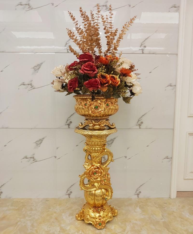 แจกันดอกไม้ทรงก้นลึกสีโรสโกลด์/ทองโบราณ