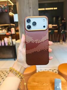 Custodia per telefono con motivo pied-de-poule a foro largo compatibile con <span class=keywords><strong>iPhone</strong></span> 17 Pro Max, <span class=keywords><strong>cover</strong></span> rigida magnetica integrata con texture intrecciata per <span class=keywords><strong>iPhone</strong></span> 16/15 - Product Image 2