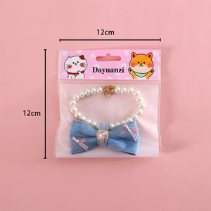 Collier en jean pour animaux de compagnie - Style Princesse avec Cœur en Pierre Précieuse et Nœud Diamanté pour Anniversaire - Collier pour Chien <span class=keywords><strong>Allemand</strong></span>, <span class=keywords><strong>Pomeranian</strong></span> - Product Image 5