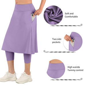 POVTY Custom Logo Damen High Yoga Taille Schnellt rocknende Kompression 2 in 1 Tennis Rock Capris Leggings Taschen für Sport lauf - Product Image 2