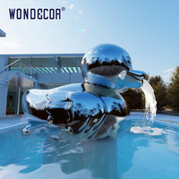 WONDECOR Sculpture de canard abstraite en acier inoxydable avec grand miroir en métal poli pour l'extérieur