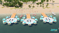 Nouvelle conception d'île flottante gonflable pour les fêtes estivales de loisirs en bord de mer