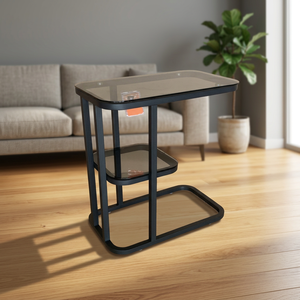 Modern Convertible Tempered Glass Coffee Table with Metal Frame and Storage Shelf for Living <b>Room</b> Furniture - Product Image 5